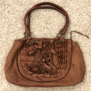 Anthro Anthropologie Leather Ruffle Purse